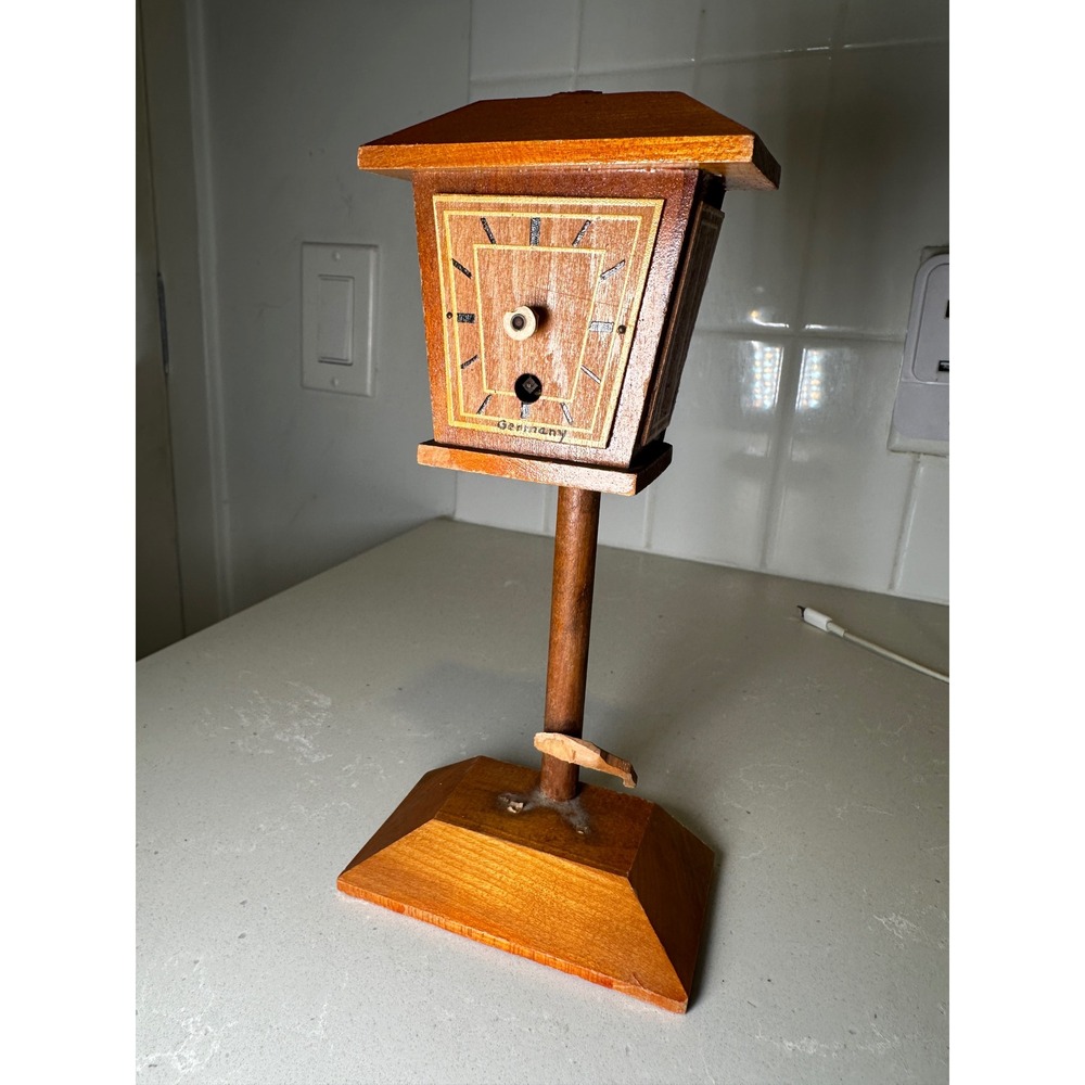 Vintage German Wooden Clock Shelf‎ Table Desk Decor Collectible Needs Work